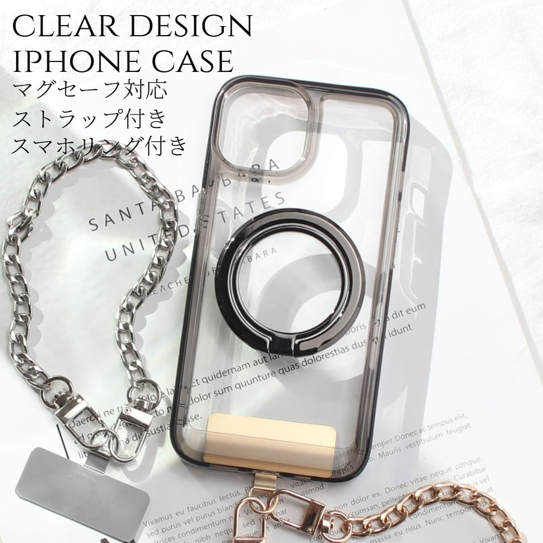 【サイズ／寸法 】 〜スマホリング〜直径 5.5cm厚さ 0.5cm重さ 30 〜チェーンストラップ〜全長 30cm（ナスカン含む）幅 0.7cm重さ 30g 【素材／材質】 〜iphoneケース〜 